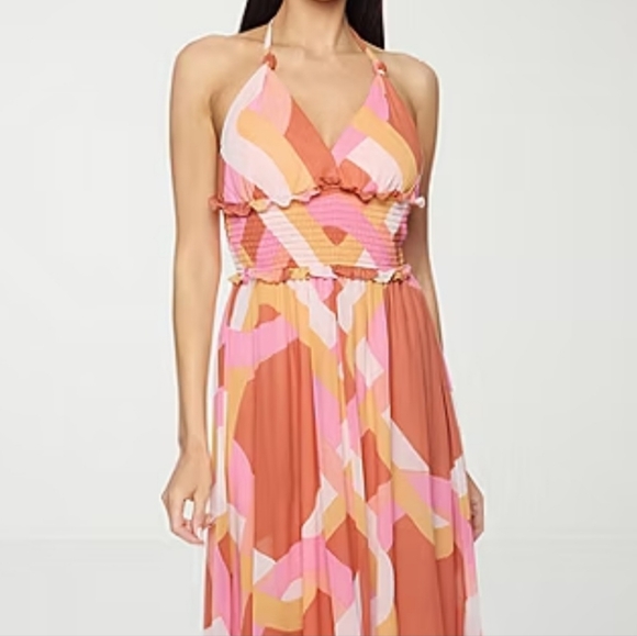 Premier Amour Womens Sleeveless Multicolor Halter Maxi Dress Halter Size 18 Plus - Picture 4 of 16